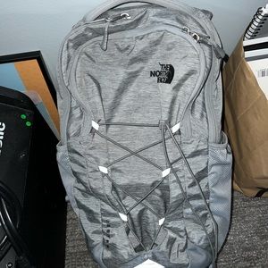 gray north face backpack